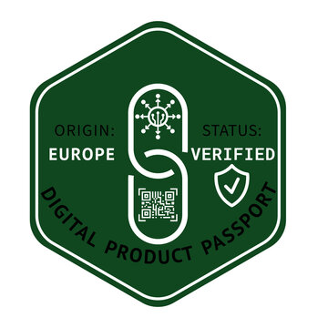 Digital Product Passport Badge - Europe Origin Certification Emblem - DPP Traceability Label_V-4