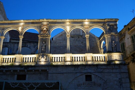Bitonto town in Italy. City in Apulia region of Southern Italy. Palazzo Sylos Calo renaissance landmark building.