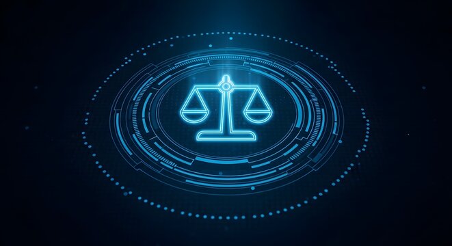 Digital justice scale cyber law legal technology online fairness concept
