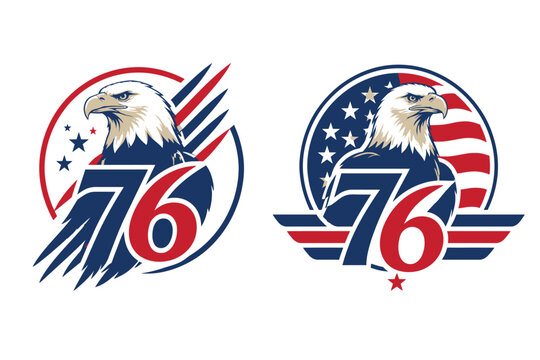 American independence 76 patriotic eagle graphic illustration with seventy six bald eagle united states independence day fourth of july patriotic design freedom day graphic art