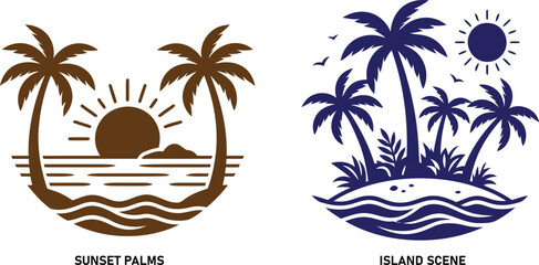 Obraz premium Tropical palm tree silhouette designs