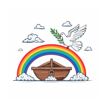 Noah's Ark with Dove and Rainbow