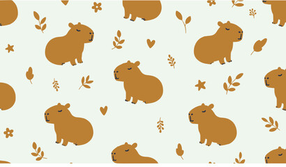 Fototapeta premium Cute Capybara Seamless Pattern Vector for Children's Textiles