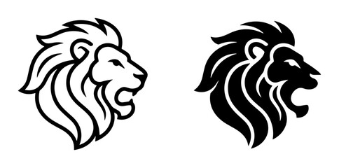 Obraz premium Lion Head Icons, Majestic Animal Logos, Powerful King of Jungle Vector Graphics