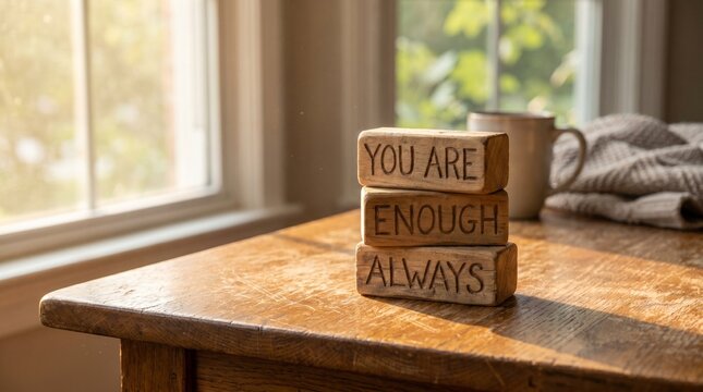 You are enough always, Mental Health Awareness and Self Love Concept Still Life Photography