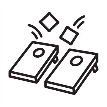  Cornhole boards bean bag toss game outline icon vector