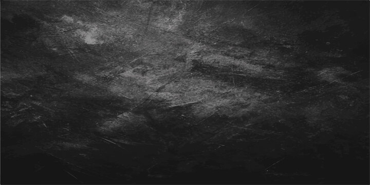 A dark and vintage black and white grunge textured paper wall background with a subtle gray smoke pattern on a dirty surface