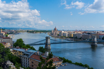 Obraz premium Aerial Panorama view of Budapest, Hungary from Buda Castle 