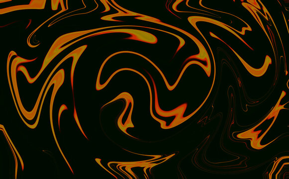 Vibrant orange and yellow swirling patterns on a black background