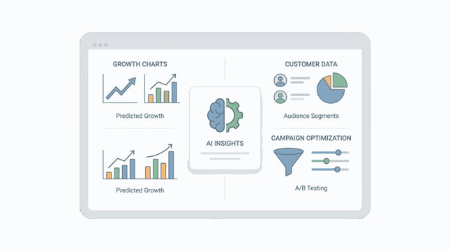 Close-up of a digital marketing dashboard on a tablet screen with various charts and graphs in a modern office setting with a professional and analytical mood.