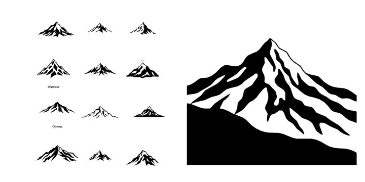 Olympus Mountain Greek Mythology Peak Icon Minimal Black Flat Vector Modern UI Design