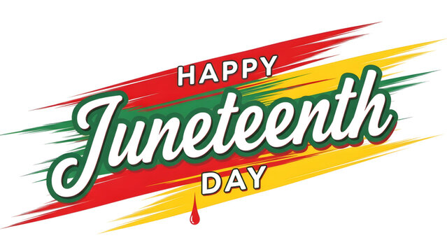 Juneteenth Day Celebration with Red, Yellow, and Green Brush Strokes