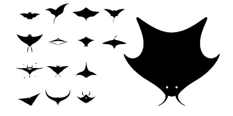 Manta Ray Ocean Marine Icon Minimal Black Flat Vector Modern UI Design © P_edits