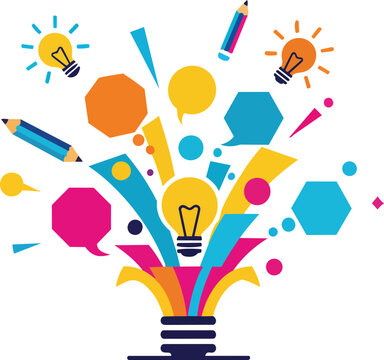 creative business workshop splash light bulb explosion concept template colorful vector element