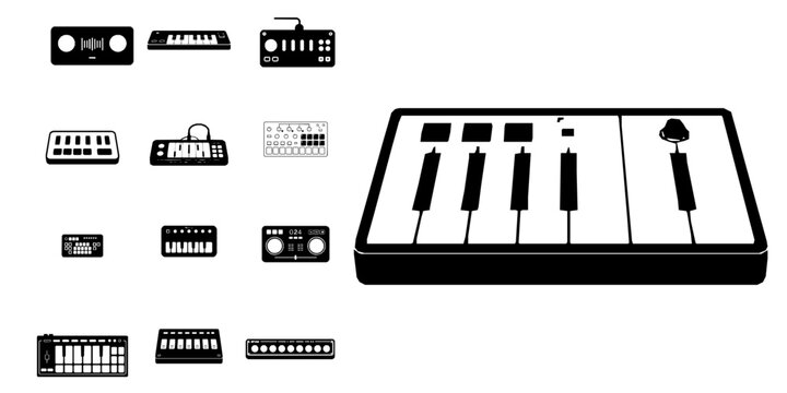MIDI Controller Music Production Icon Minimal Black Flat Vector Modern UI Design