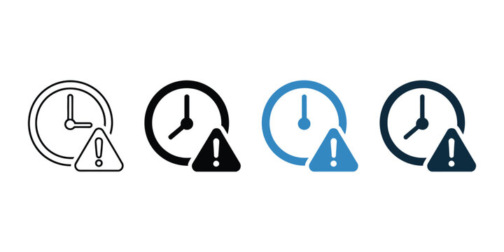 Deadline Alert Icon Vector Set Multiple Style Illustration Representing Scheduling Risk Time Pressure and Urgent Reminder Concepts