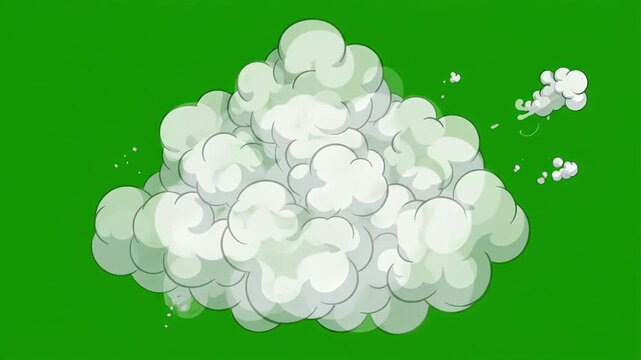 Original name(s): a cartoon smoke puff green screen animation with playful comic style cloud bursts, soft cel shaded