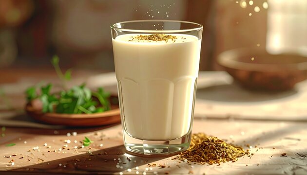 Refreshing Glass of Lassi - A Traditional Yogurt-Based Drink.