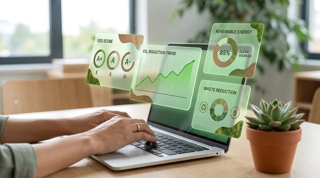 企業の再生可能エネルギー追跡のための拡張現実ダッシュボードによる炭素排出量モニタリングとESGサステナビリティ分析