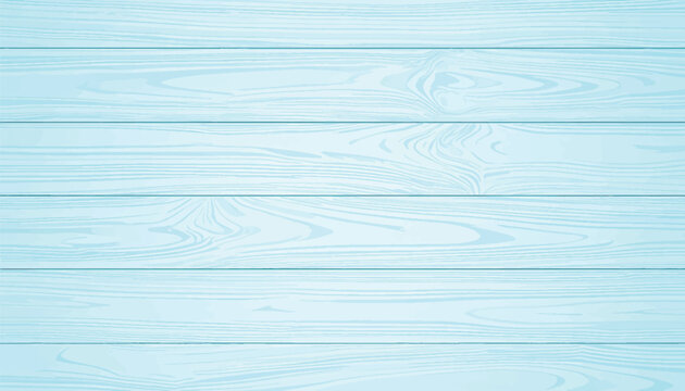 Light blue wood texture background vector. Seamless realistic pastel turquoise wooden planks pattern, horizontal timber board texture wallpaper. Perfect for rustic backdrop, web design. 