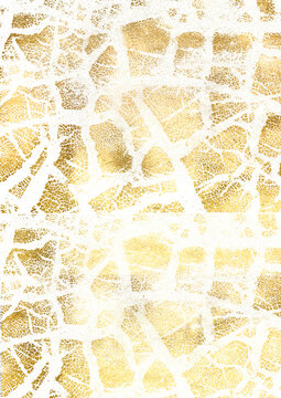Old gold texture ,splash, ink with gold particles and gold flakes that shimmer. Watercolor gold foil pieces flake.  Ideal for flyer, packaging, invitation, cover, business card. gold foil borders png.