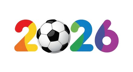 Obraz premium International football competition branding vibrant 2026 graphic with soccer ball illustration
