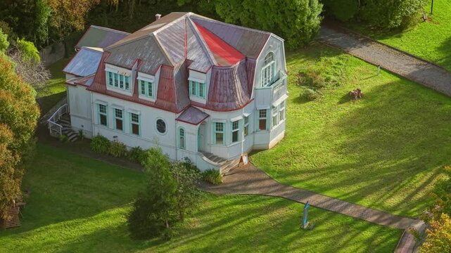 Aerial Establishing of Rudolph Amandus Philippi Museum on Teja Island in Valdivia Chile