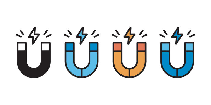 Magnet Icon Set Multiple Styles Illustrating Magnetic Attraction Lead Generation Business Growth and Physics Concepts