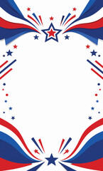 Obraz premium USA Patriotic Banner Background with American Flag Colors and Star Frame Border