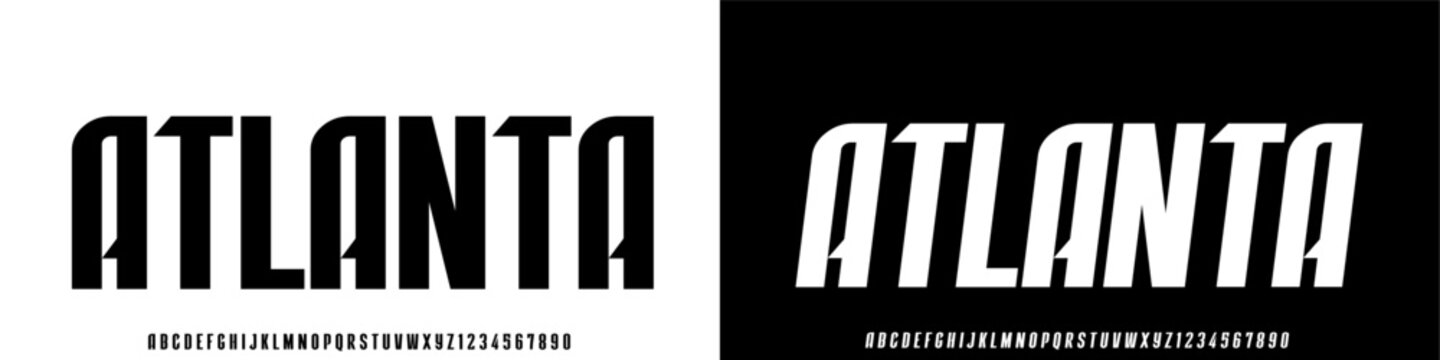 Modern Bold Font. Uppercase Lowercase Regular Italic and Number Typography urban style alphabet fonts for fashion, sport, technology, digital, movie, logo design, vector illustration
