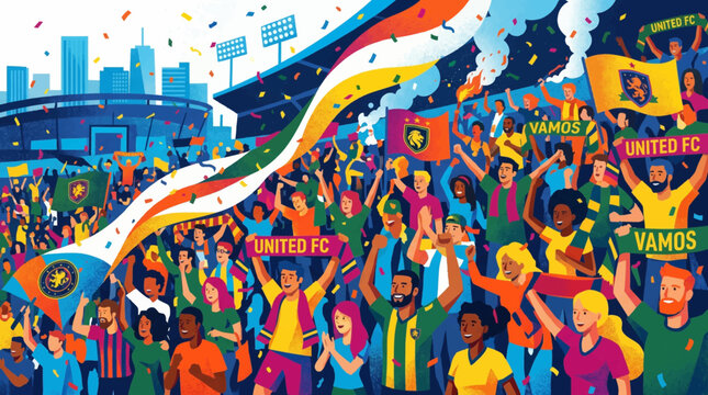 People cheering at sports event.