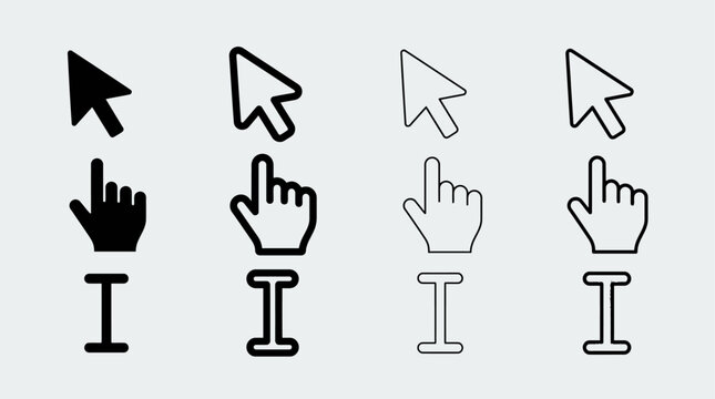  a collection of common mouse cursor and pointer vector icons