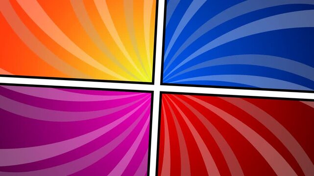 Looping animation, anime comic panel scenes, pop art. Anime motion backgrounds.