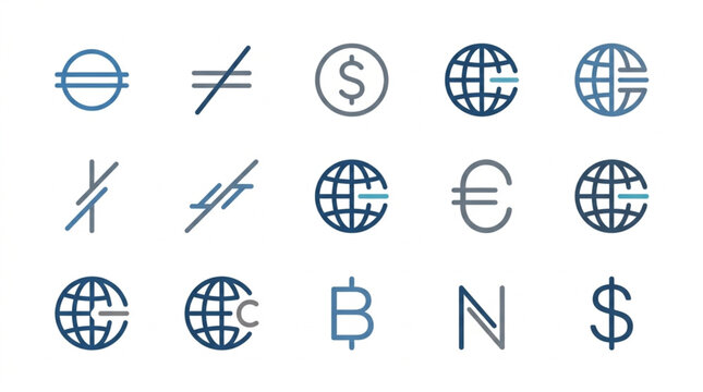 Collection of Minimalist Cryptocurrency and Financial Icons