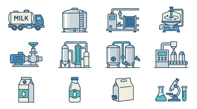Dairy and Beverage Production Process Illustration