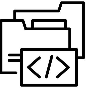coding computer language work file folder simple line icon