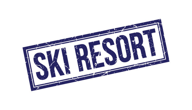 Ski resort stamp with distressed texture on a white background skiing winter