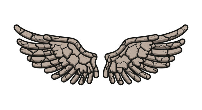 Detailed illustration of winged human hands.