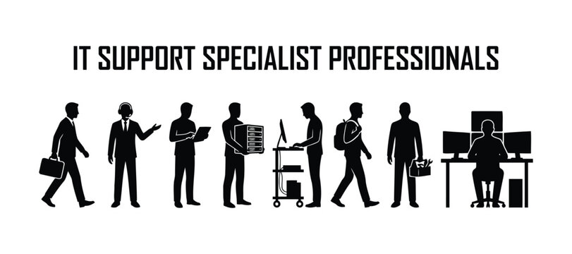 Set of it support specialist professionals