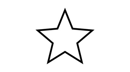 Obraz premium Five pointed star shape black silhouette on white background