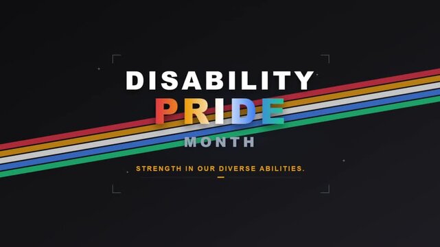 Disability Pride Month Graphic with Colorful Lines for inclusivity and awareness campaign