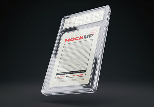 Card Case Floating with Description Mockup