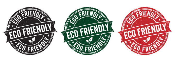Obraz premium Eco friendly rubber stamp set, green sustainable product labels, vintage organic badge vectors