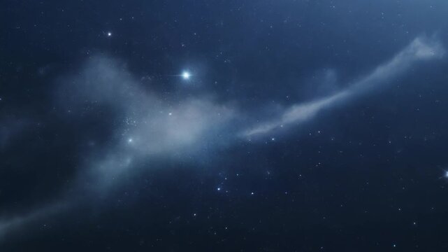 Glowing nebula clouds drifting slowly through deep space with twinkling stars captured in a cinematic high definition video loop