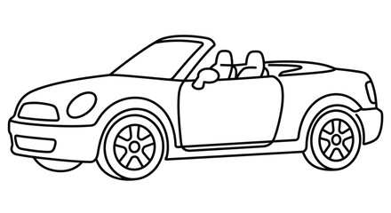 Obraz premium Line Art Convertible Car Illustration - Simple Vector Drawing for Design