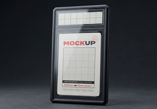 Dark Case with Card and Description Mockup