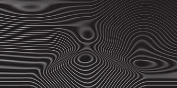 Abstract black and white wavy lines background. Monochrome optical illusion distorted stripe pattern texture.