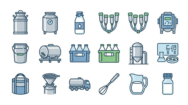 Dairy and Food Processing Equipment Icons