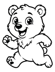 Obraz premium Cute Baby Bear Cartoon Coloring Page Outline Illustration