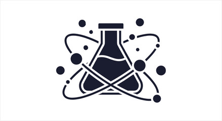 Chemistry Flask with Atomic Structure Illustration. © Gustavo
